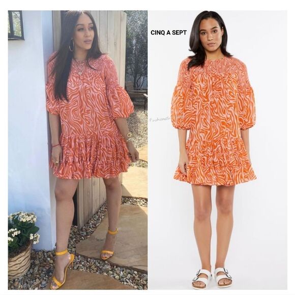Cinq a Sept Orange Ruffled Tiered Sundress - Picture 1 of 4